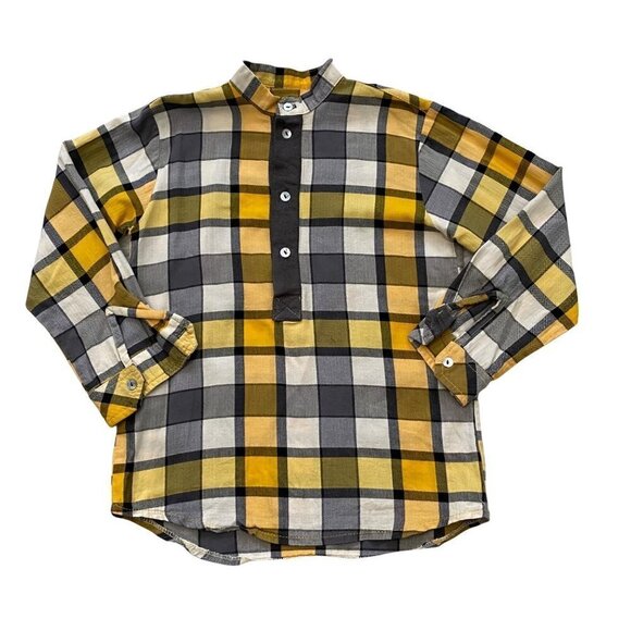 Pilar Batanero Boy's Popover Shirt Check Mock Neck Size 5 - Picture 1 of 4